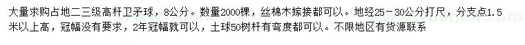 求购8公分高杆卫矛球、地径25-30公分丝棉木