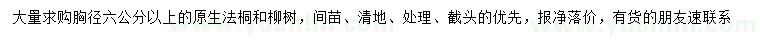 求购胸径6公分以上法桐、柳树