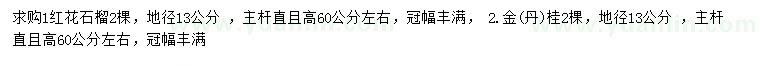 求购红花石榴、金桂、丹桂