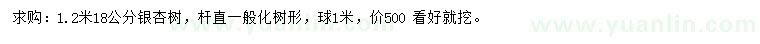 求购胸径18公分银杏