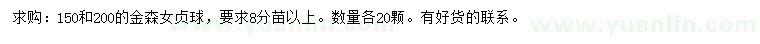 求购150、200公分金森女贞球