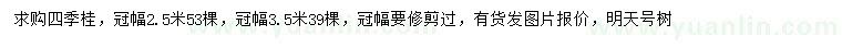 求购冠幅2.5、3.5米四季桂