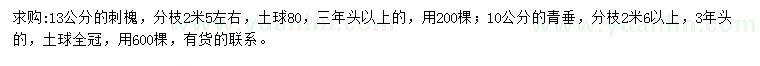 求购13公分刺槐、10公分青垂