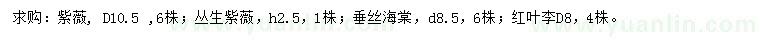 求购紫薇、垂丝海棠、红叶李等