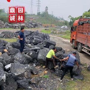 优质黑山石公园水景布景大黑石观赏石日式造景图片精选厂家