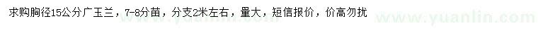 求购胸径15公分广玉兰