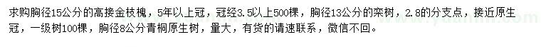 求购金枝槐、栾树、青桐