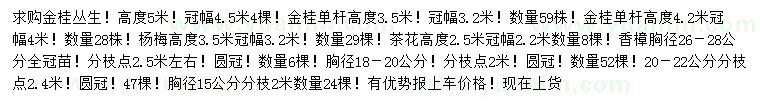 求购金桂、杨梅、茶花等