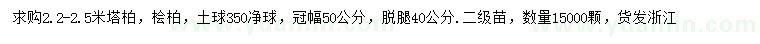 求购2.2-2.5米塔柏、桧柏