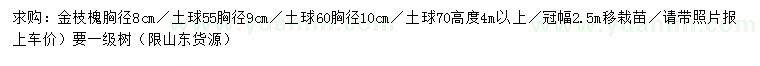 求购胸径8公分金枝槐