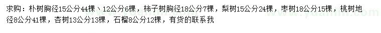 求购朴树、柿子树、梨树等