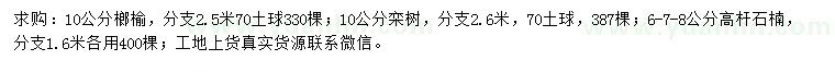 求购榔榆、栾树、高杆石楠