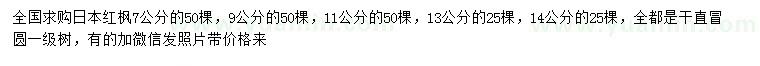 求购7、9、11、13、14公分日本红枫