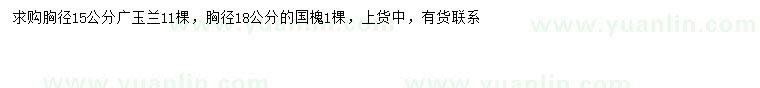 求购胸径15公分广玉兰、胸径18公分国槐