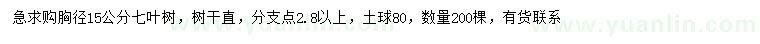 求购胸径15公分七叶树