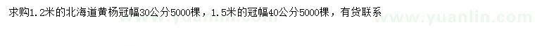 求购1.2、1.5米北海道黄杨