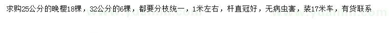 求购25、32公分晚樱