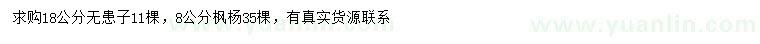 求购8公分枫杨、18公分无患子