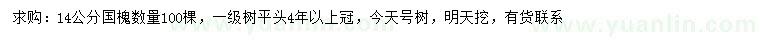 求购14公分国槐