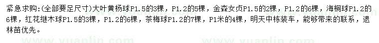 求购大叶黄杨球、金森女贞球、海桐球等