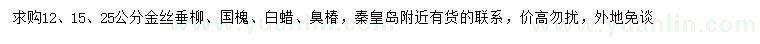 求购金丝垂柳、国槐、白蜡等