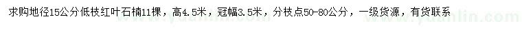 求购地径15公分红叶石楠