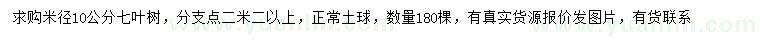 求购米径10公分七叶树