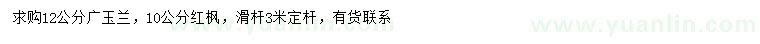 求购12公分广玉兰、10公分红枫