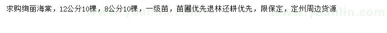 求购8、12公分绚丽海棠