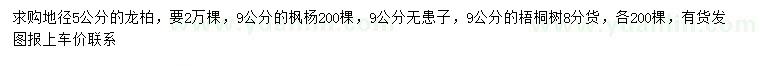 求购龙柏、枫杨、无患子等