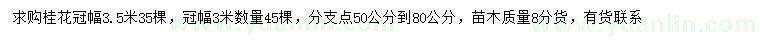 求购冠幅3、3.5米桂花