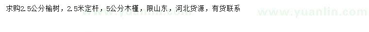 求购2.5公分榆树、5公分木槿