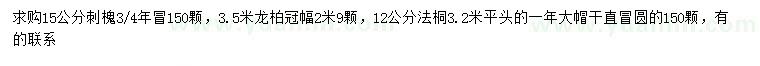 求购刺槐、龙柏、法桐