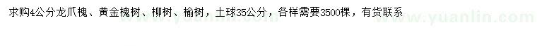 求购龙爪槐、金槐树、柳树等