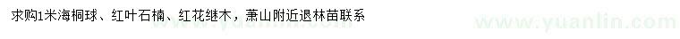 求购海桐球、红叶石楠、红花继木