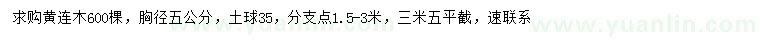 求购胸径5公分黄连木