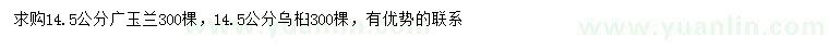 求购14.5公分广玉兰、乌桕