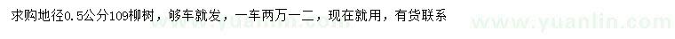 求购地径0.5公分109柳树