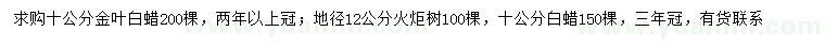 求购金叶白蜡、火炬树、白蜡