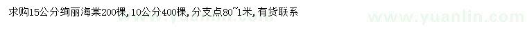 求购10、15公分绚丽海棠