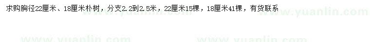 求购胸径18、22公分朴树