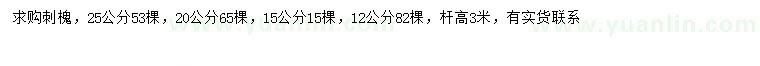 求购12、15、20、25公分刺槐