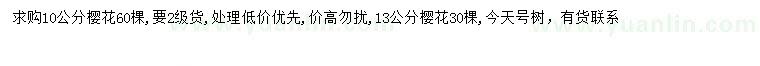 求购10、13公分樱花