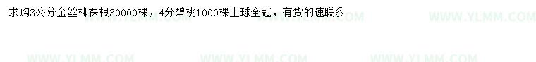 求购3公分金丝柳、4公分碧桃