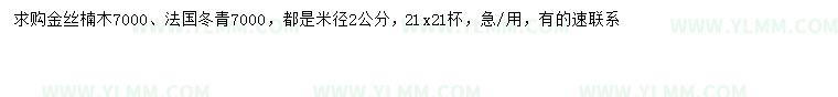 求购米径2公分金丝楠木、法国冬青