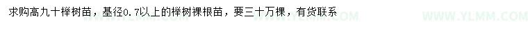 求购高90公分榉树