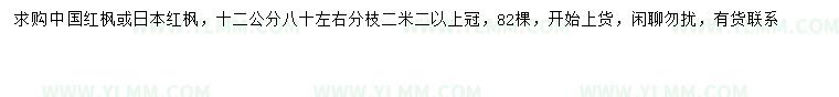 求购12公分中国红枫、日本红枫