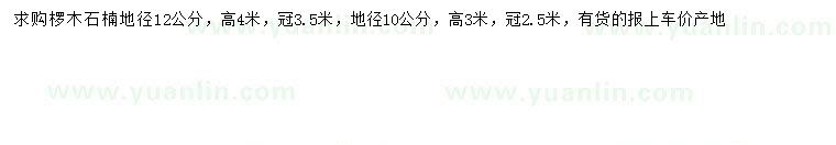 求购地径10、12公分椤木石楠