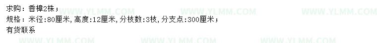 求购米径80公分香樟