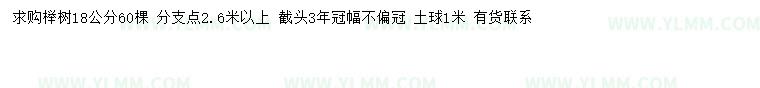 求购18公分榉树